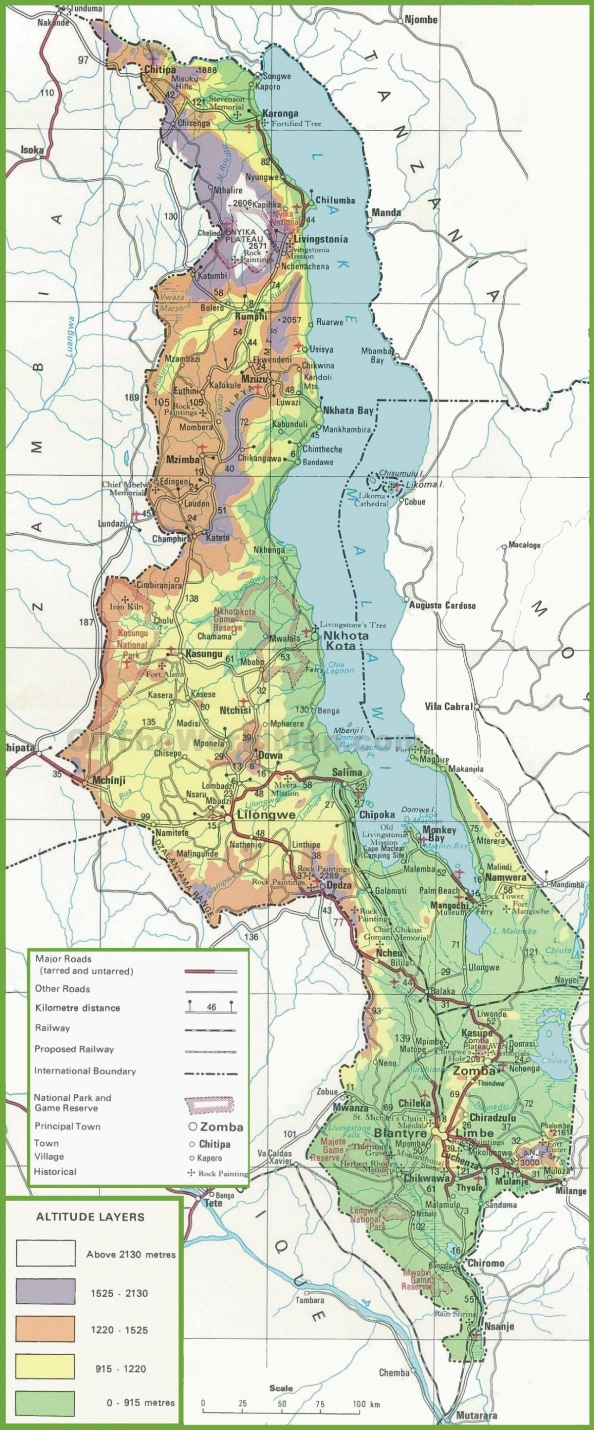 газрын зураг нь бодит зураг Малави